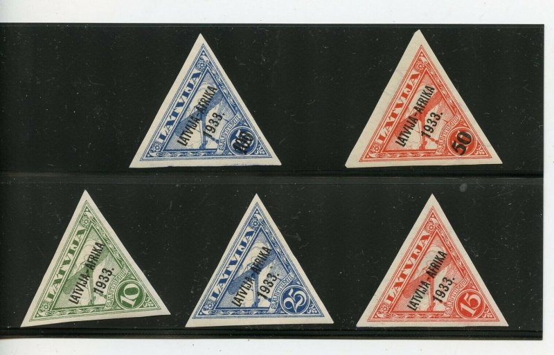 LATVIA  SCOTT#c9/c13  AFRICA OVERPRINTS MINT LIGHT HINGED--SCOTT VALUE $520.00