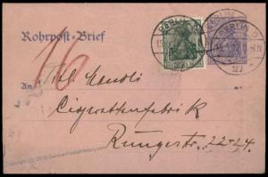 Germany 1917 WWI Berlin Rohrpost Pneumatic Mail Cover Germania 82654