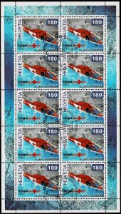Switzerland 2002, Sc.#1114 used full sheet, 50 years Air Rescue Service
