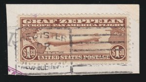US C14 $1.30 Air Mail Used on Piece of Post Card XF SCV $375