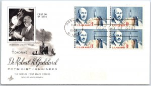 US FIRST DAY COVER DR. ROBERT GODDARD BLOCK OF (4) ON ART CRAFT CACHET 1964