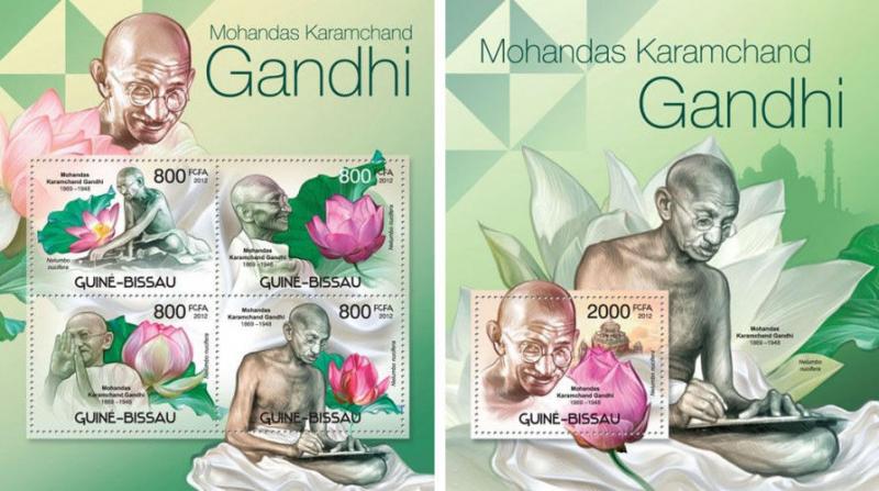 Mahatma Gandhi India Independence Flowers Flora Guinea-Bissau MNH stamp set