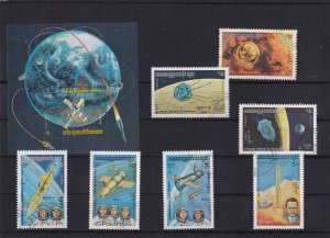 SA18i Cambodia 1984 Space Travel used stamps + minisheet