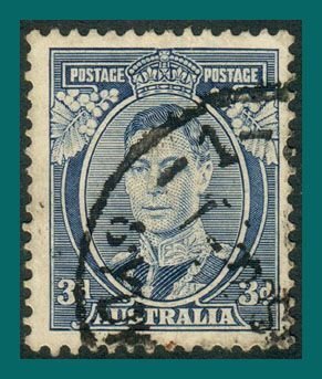 Australia 1937 King George VI, 3d Die 1a, used  #170,SG168b