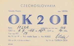 6953 Amateur Radio QSL Card VSETIN CZECHOSLOVAKIA-