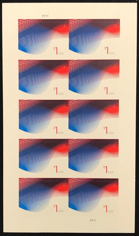 4953    $1.00 Patriotic Waves    MNH  FV $10.00  sheet of 10   Issued in 2015