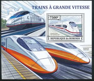 BURUNDI 2013 SHEET bur13312b SPEED TRAINS TRANSPORT