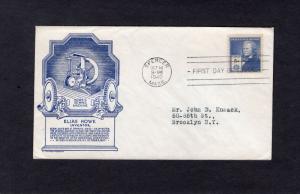 892 Elias Howe, FDC, addressed