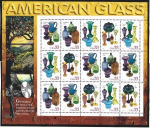 US #3325-28 Mint Sheet, American Glass, M-NH*-