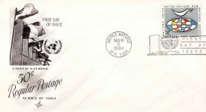 United Nations 1964 FDC Sc 128 Regular Postage UN New York Artcraft Cachet