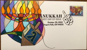 2022 Hanukkah FDC HAND DRAWN CACHET