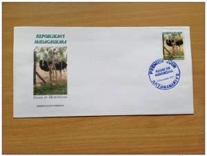 Madagascar 2004 FDC Day 1 Wrap Wildlife Morondova Ostrich Lemurian Bird-