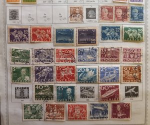 Sweden 1920-1936 Collection Hinged on a Minkus Album Page (46) Each Used  / MH