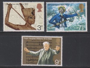 Great Britain,  Tutankhamen (SC# 668-670) MH SET