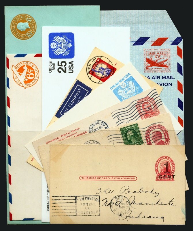 Embossed Envelope & Post Card Hoard 1886-1990 484 items 1c-65c Wide Variety
