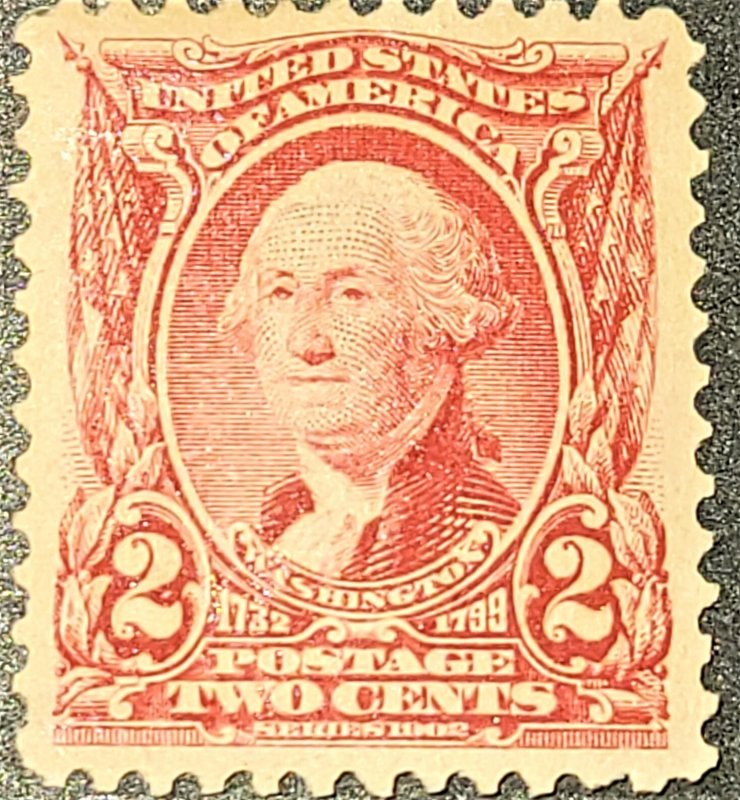 U.S. Stamp # 301, 2 cent Washington, Mint light hinge, VF-XF, Catalog $16.00