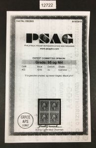 MOMEN: US STAMPS # 463 MINT OG NH **PSAG CERT** LOT #12722