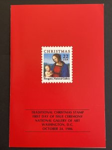 1986 Madonna and Child Christmas Stamp First Day Ceremony Program Sc# 2244