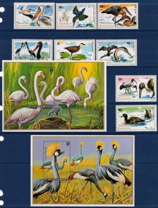 Rwanda Sc 652-61 MNH Set & Two S/S of 1975 - Birds, Flamingo -HJ06