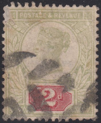 Great Britain 1887-92 used Sc 113 2p Victoria FB cancel perf faults, crease, ...