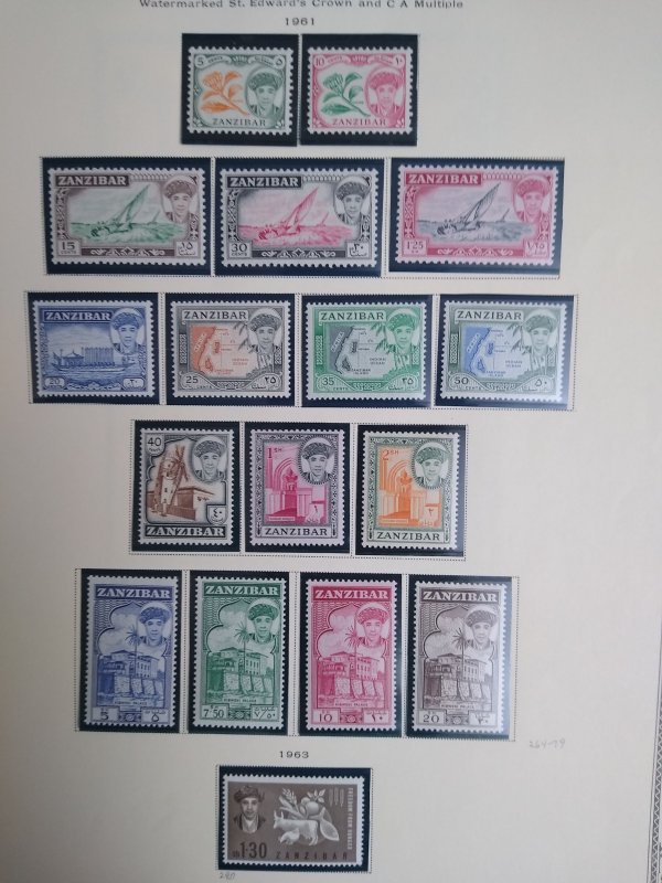 collection on pages Zanzibar 1936-67 complete mint, few earlier NY: CV $356