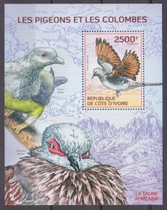 2014 Ivory Coast Cote d'Ivoire 1538/B194 Birds - Doves 11,00 €