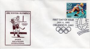 UNITED STATES  -  1992 OLYMPIC GAMES  HOCKEY   FDC4500SPI