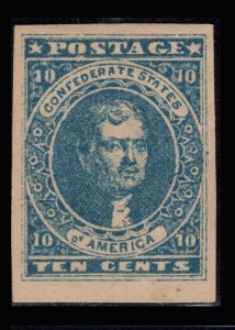 MOMEN: US STAMPS CSA #2b HOYER DARK BLUE IMPERF MINT OG H LOT #85838**