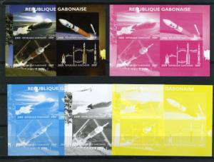 Gabon 2009 SPACE Nasa Ares Program launch(4) Progressive Color Proofs + oroginal