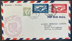 1941 Lisbon Portugal First flight Airmail cover FFC To Portuguese Guinea