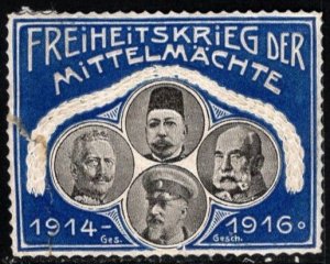 1916 Germany WW I Poster Stamp War Independence of Central Powers Given History