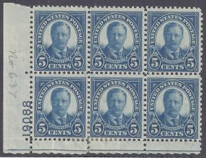 Scott #637 Mint plate block of 6