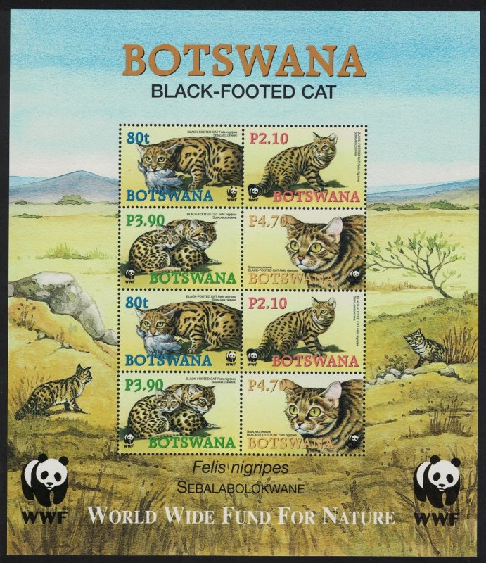 Botswana WWF Black-footed Cat Sheetlet of 2 sets 2005 MNH SC#806-809