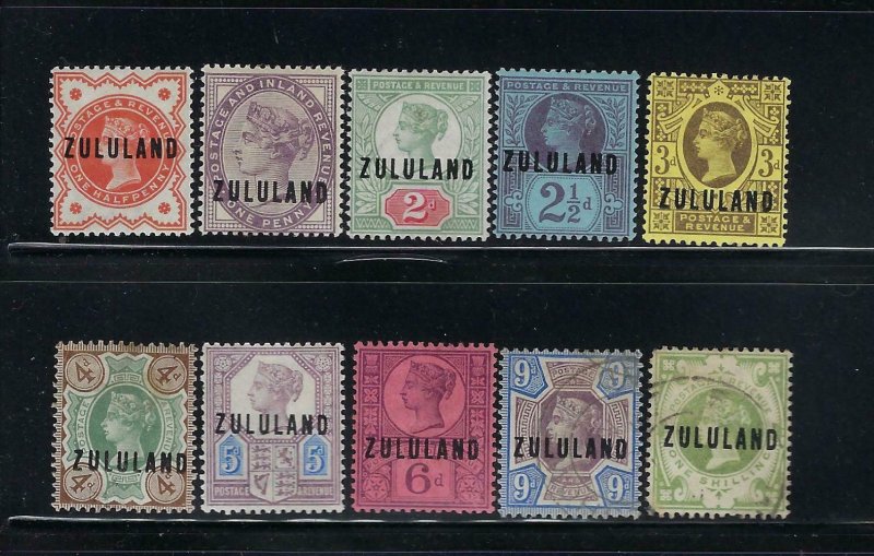 ZULULAND SCOTT #1-10 1888-93 OVERPRINTS  - MINT HINGED/LH (9D-1SH USED)