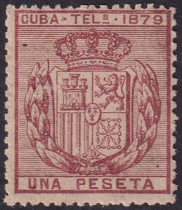 Cuba 1879 telégrafo Ed 46 telegraph MH* toned/disturbed gum