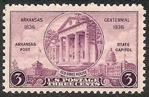 US  782 MNH 1936 Arkansas Centennial