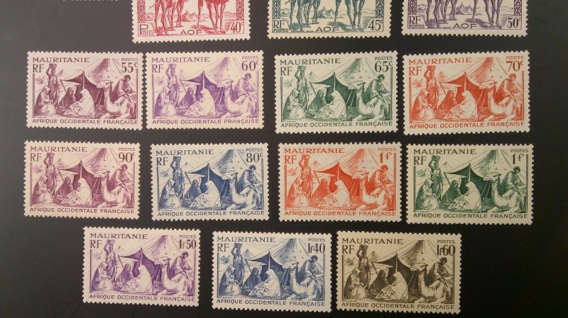 Mauritania 1938-40 Definitive Issue Scott# 76-84, 86-96, 100-104 Mint LH  (27)