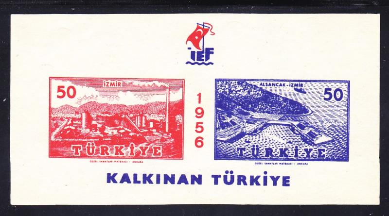 Turkey 1212 MNH 1956 25th International Fair Izmir Souvenir Sheet Very Fine