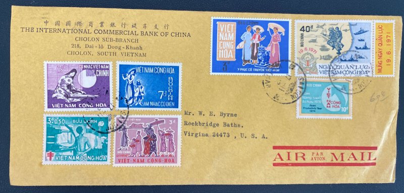 1972 Saigon Vietnam Airmail Commercial Bank Cover To Rockbridge VA USA