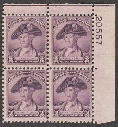 U.S. Scott #708 Washington Stamp - Mint NH Plate Block