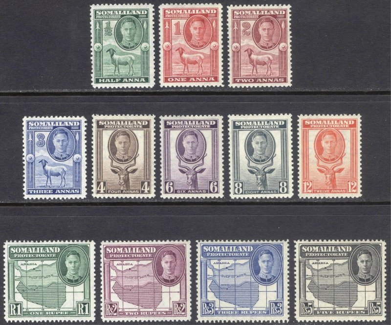 Somaliland 1942 1/2a-5r Pict SG 105-116 Scott 96-107 VLMM/MVLH Cat £45($63)