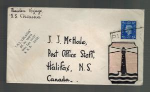 1937 England SS Circassia  Maiden Voyage Ship Cover to Canada