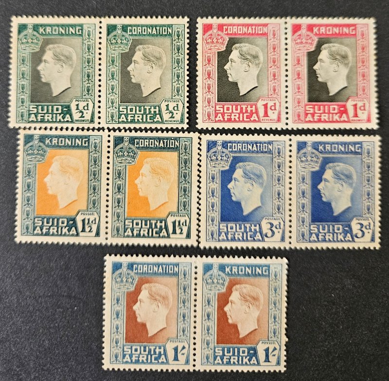 South Africa 1937 SG71-75 MNH Coronation of King George VI complete set