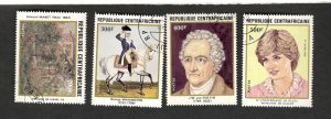 Republique Centrafricaine SC #517-19 Washington Princess Diana Von Goethe Manet