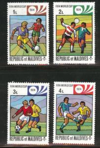 Maldives Scott 516-519 MH* 1974 Soccer short set