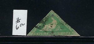 CAPE OF GOOD HOPE SCOTT #6A 1855-58 1SH-(DARK GREEN-WHITE PAPER) -USED