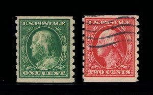 EXCELLENT GENUINE SCOTT #392 & 393 F-VF USED SET OF 2 PERF-8½ COIL SINGLES