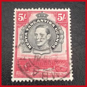 KENYA/UGANDA/TANGANYIKA 1944 G.VI - 5/- Good Used With Mombassa Post Mark