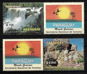 PARAGUAY 2004 TOURISM WATERFALL MUNDO GUARANI RUINS ARCHAEOLOGY 2 + LABELS MNH