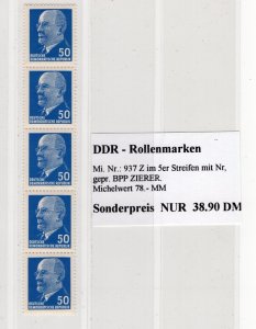 GERMANY DDR DEMOCRATIC REPUBLIC MICHEL 937Y NUMBERS COIL PERFECT MNH PLEASE READ